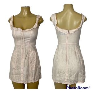 REFORMATION LIGHT PINK LINEN MINI DRESS SIZE 0